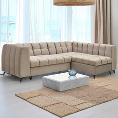 Canapé convertible Ciona velours taupe d'angle