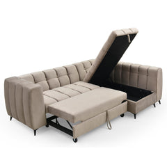 Canapé convertible Ciona velours taupe d'angle