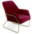 Fauteuil Claudio velours rouge avec pieds en métal doré