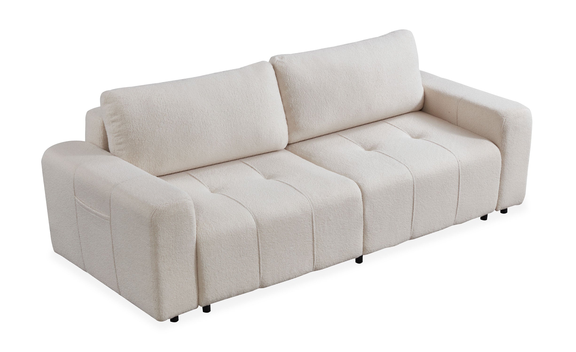 Canapé convertible 3 places Cloudy Tissu bouclette Crème