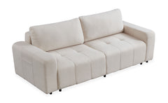 Canapé convertible 3 places Cloudy Tissu bouclette Crème