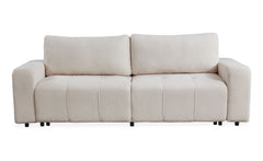 Canapé convertible 3 places Cloudy Tissu bouclette Crème
