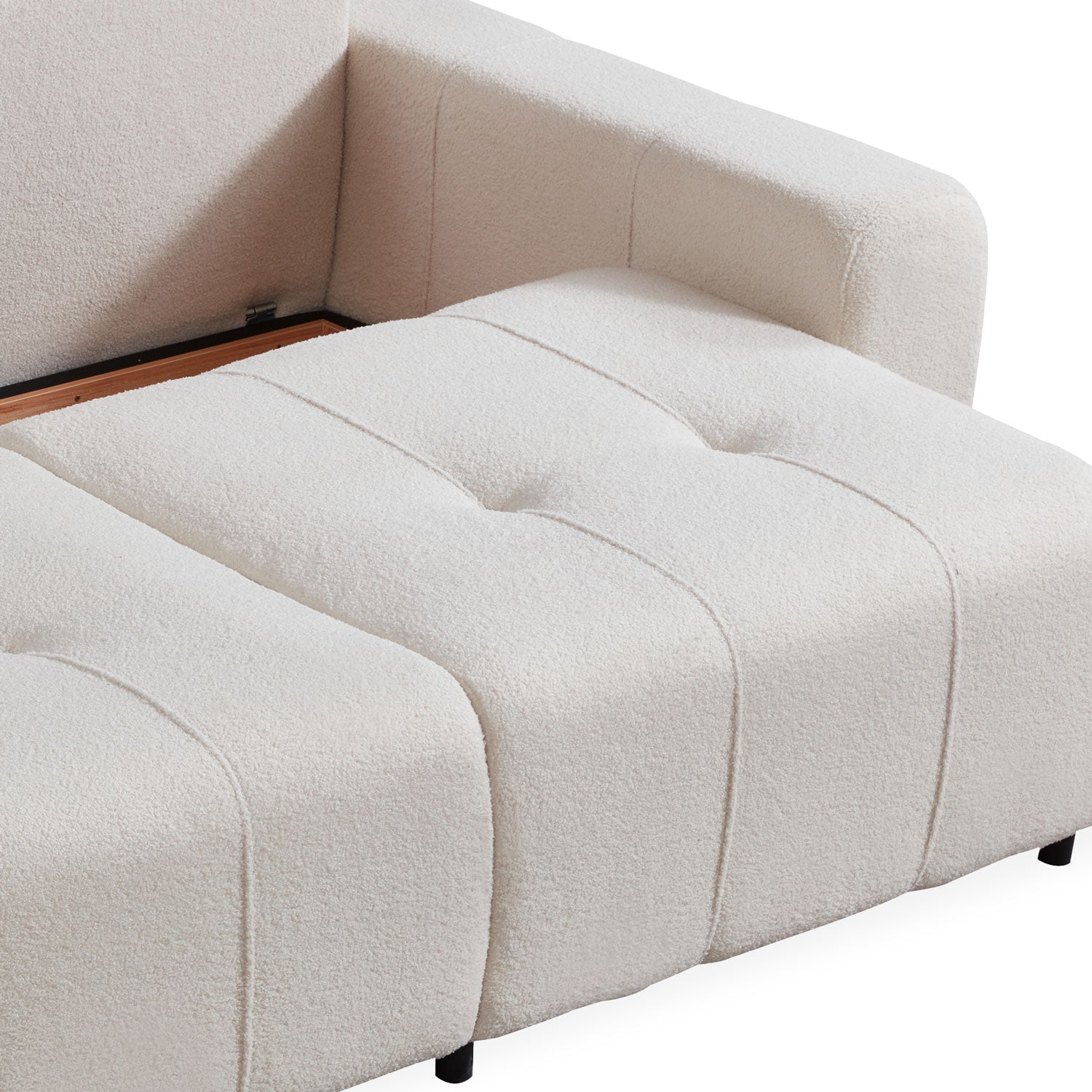 Canapé convertible 3 places Cloudy Tissu bouclette Crème