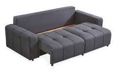 Canapé convertible 3 places Cloudy Tissu effet lin Gris foncé