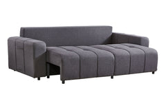 Canapé convertible 3 places Cloudy Tissu effet lin Gris foncé