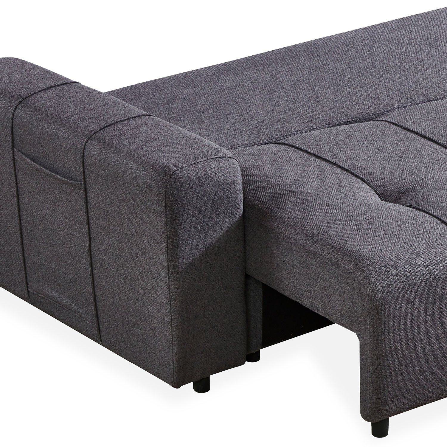 Canapé convertible 3 places Cloudy Tissu effet lin Gris foncé