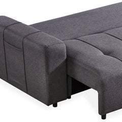 Canapé convertible 3 places Cloudy Tissu effet lin Gris foncé