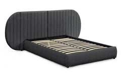 Lit coffre-complet avec tête de lit modulable Cocon 140x200cm Tissu Gris foncé