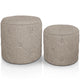 Ensemble de 2 poufs ronds en tissu beige