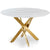 Table ronde en verre effet marbre blanc avec pieds en métal or