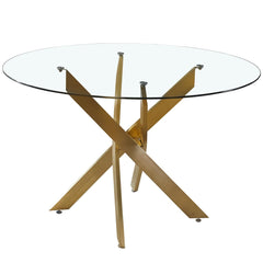 Table de salle à manger ronde en verre Asinya pieds or