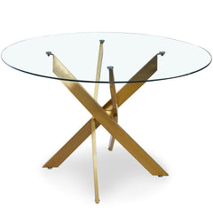 Table de salle à manger ronde en verre Asinya pieds or