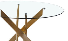Table de salle à manger ronde en verre Asinya pieds or