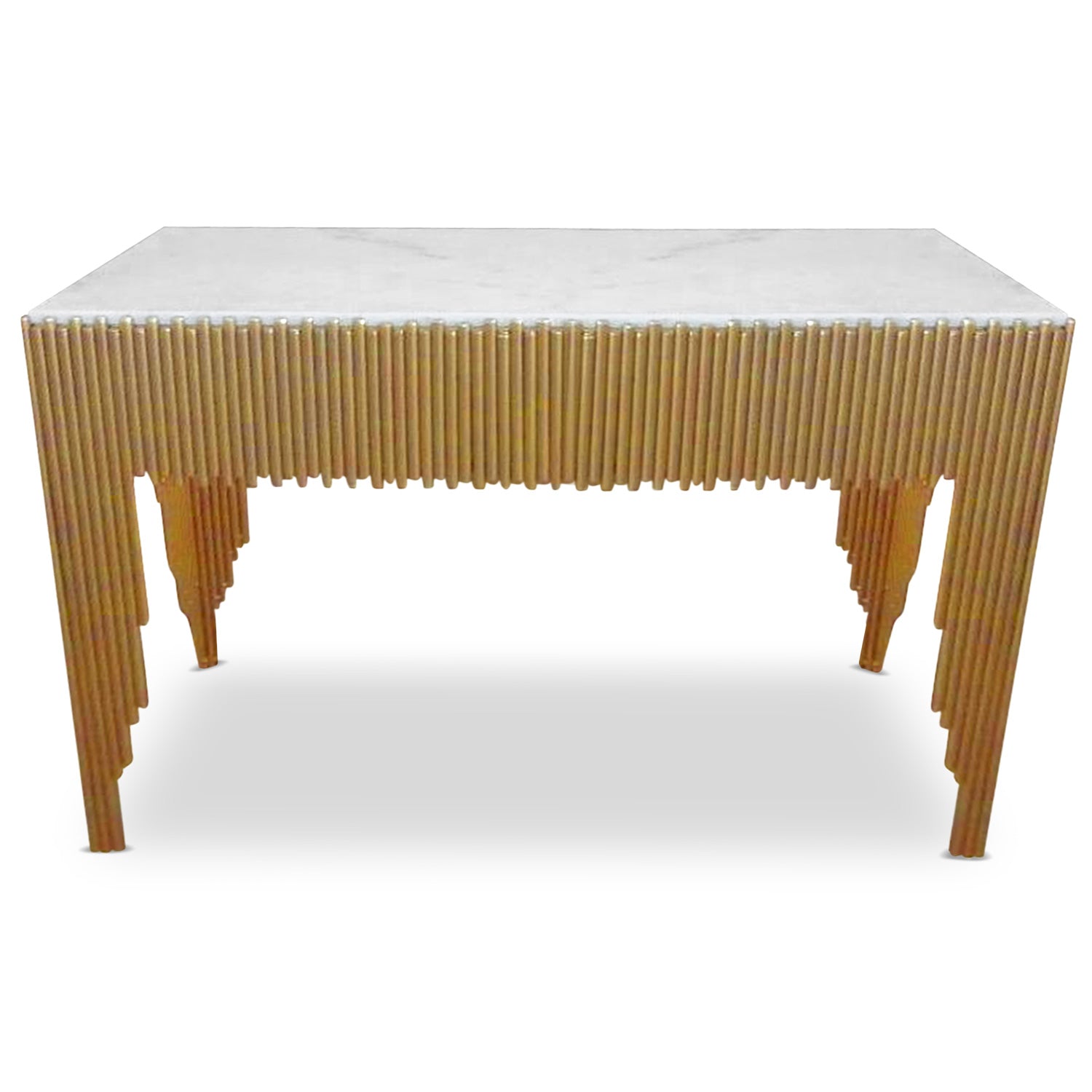 Console design Galantine Marbre Blanc pieds Or
