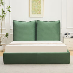 Lit-coffre sommier relevable Cartato 160x200 cm velours vert