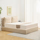 Lit-coffre sommier relevable Cartato 140x190cm tissu bouclette beige