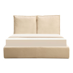 Lit-coffre sommier relevable Cartato 180x200 cm tissu bouclette beige