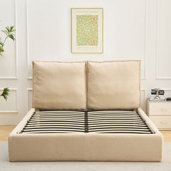Lit-coffre sommier relevable Cartato 180x200 cm tissu bouclette beige