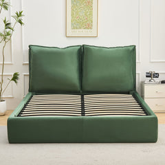 Lit-coffre sommier relevable Cartato velours vert 140x190cm