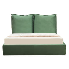 Lit-coffre sommier relevable Cartato velours vert 140x190cm