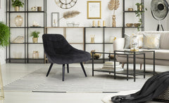 Fauteuil en velours noir Arus