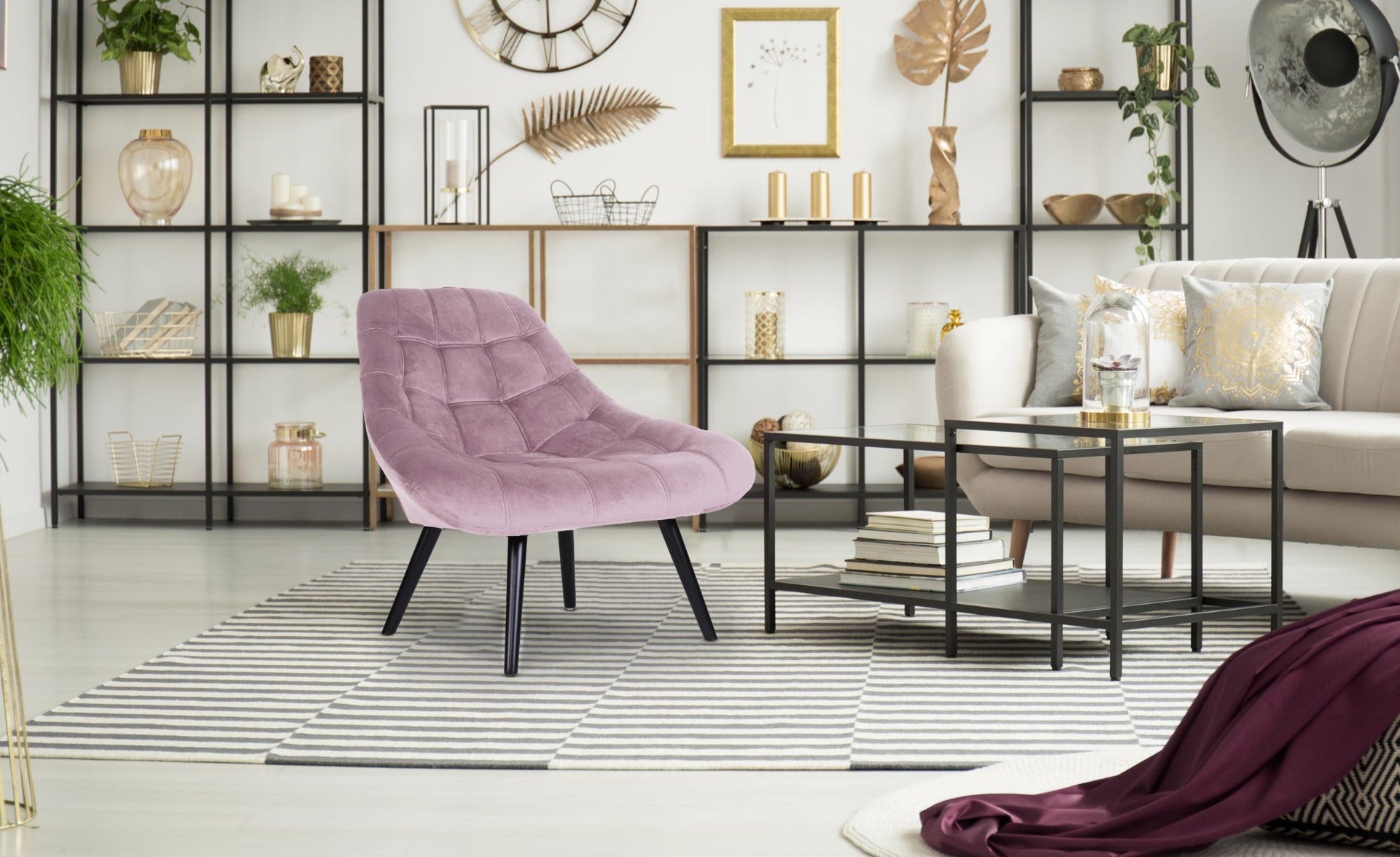 Fauteuil Danios Velours Rose