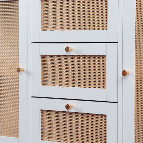 Buffet à cannage Carnes avec 3 tiroirs et 2 portes blanc L120cm