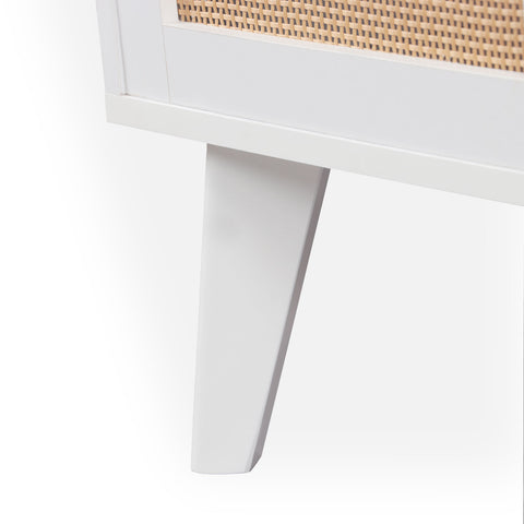 Buffet à cannage Carnes avec 3 tiroirs et 2 portes blanc L120cm