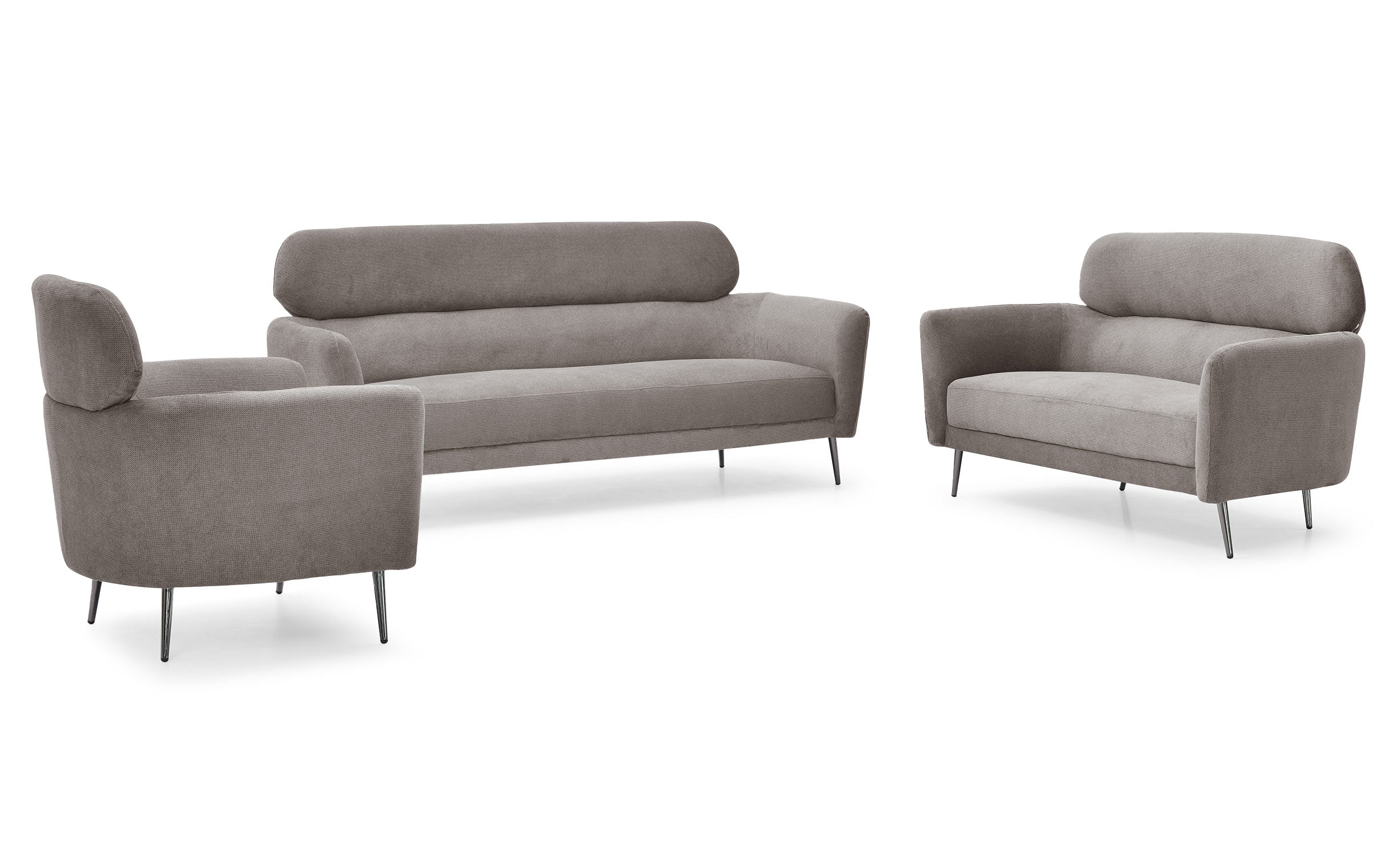 Fauteuil moderne avec haut dossier Damigal Tissu doux Gris taupe