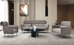 Fauteuil moderne avec haut dossier Damigal Tissu doux Gris taupe