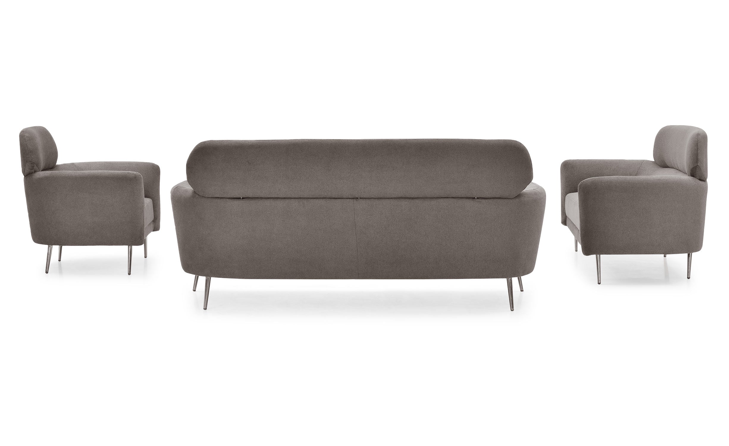 Fauteuil moderne avec haut dossier Damigal Tissu doux Gris taupe
