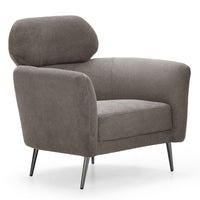 Fauteuil haut dossier tissu doux gris taupe