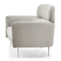 Canapé 2 places Bonkou avec haut dossier en tissu beige doux