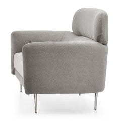 Canapé 2 places Bonkou avec haut dossier en tissu doux gris