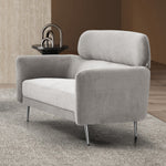 Canapé 2 places Bonkou avec haut dossier en tissu doux gris