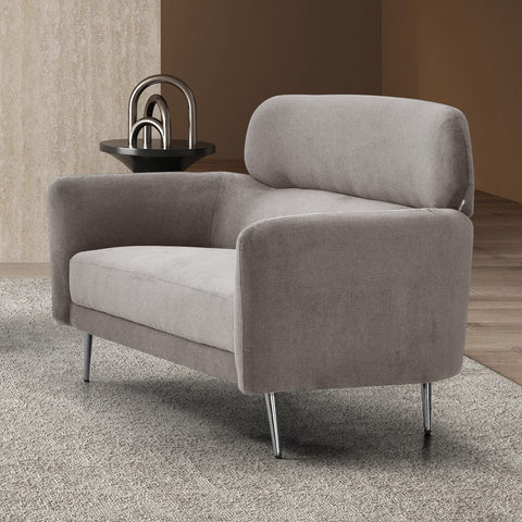 Canapé 2 places moderne avec haut dossier Damigal Tissu doux Gris taupe