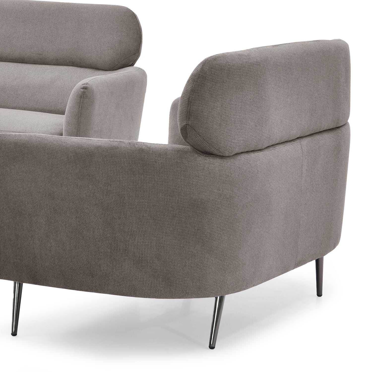 Canapé 2 places moderne avec haut dossier Damigal Tissu doux Gris taupe
