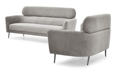 Canapé 3 places Bonkou avec haut dossier en tissu doux gris