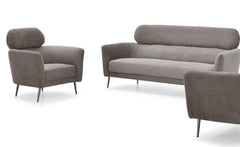 Canapé 3 places moderne avec haut dossier Damigal Tissu doux Gris taupe