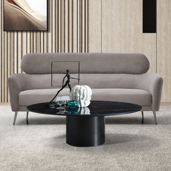 Canapé 3 places moderne avec haut dossier Damigal Tissu doux Gris taupe