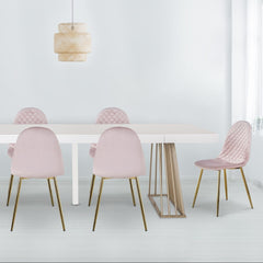 Lot de 4 chaises Atona velours rose matelassées