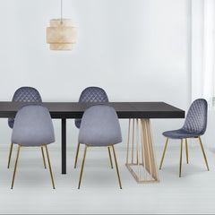 Lot de 4 chaises Atona en velours argent matelassées