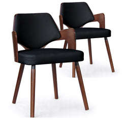 Lot de 2 tabourets Alica noirs et finition bois noisette