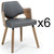 Lot de 6 chaises Dima en bois vintage et gris
