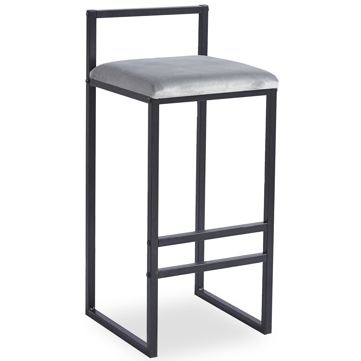 Tabouret de bar en métal Drakkar Noir et Velours Gris