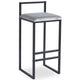 Tabouret de bar en métal noir et velours gris