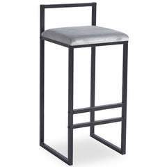 Tabouret de bar en métal Drakkar Noir et Velours Gris