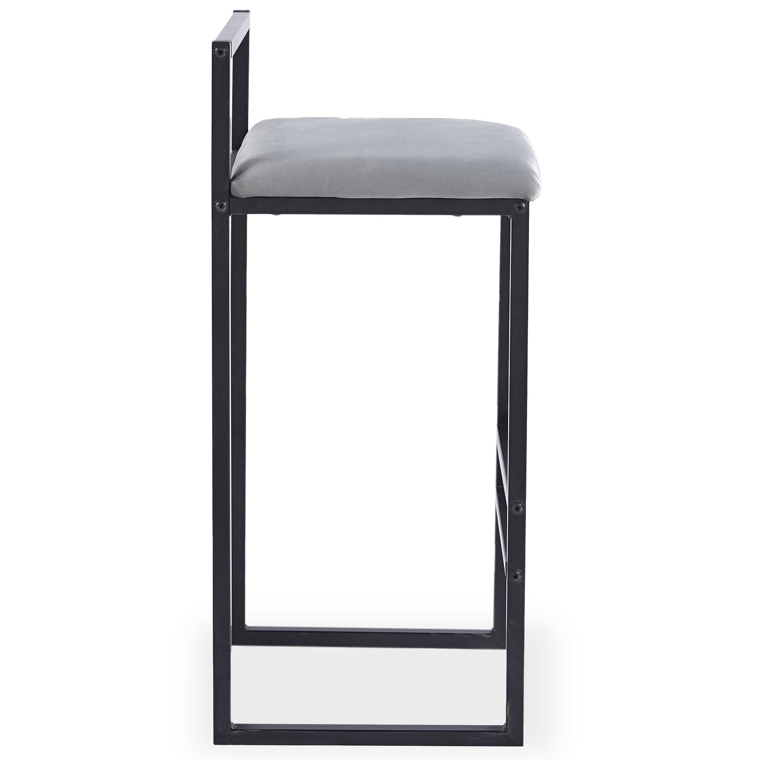 Tabouret de bar en métal Drakkar Noir et Velours Gris