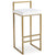 Tabouret de bar en métal doré et tissu bouclette crème