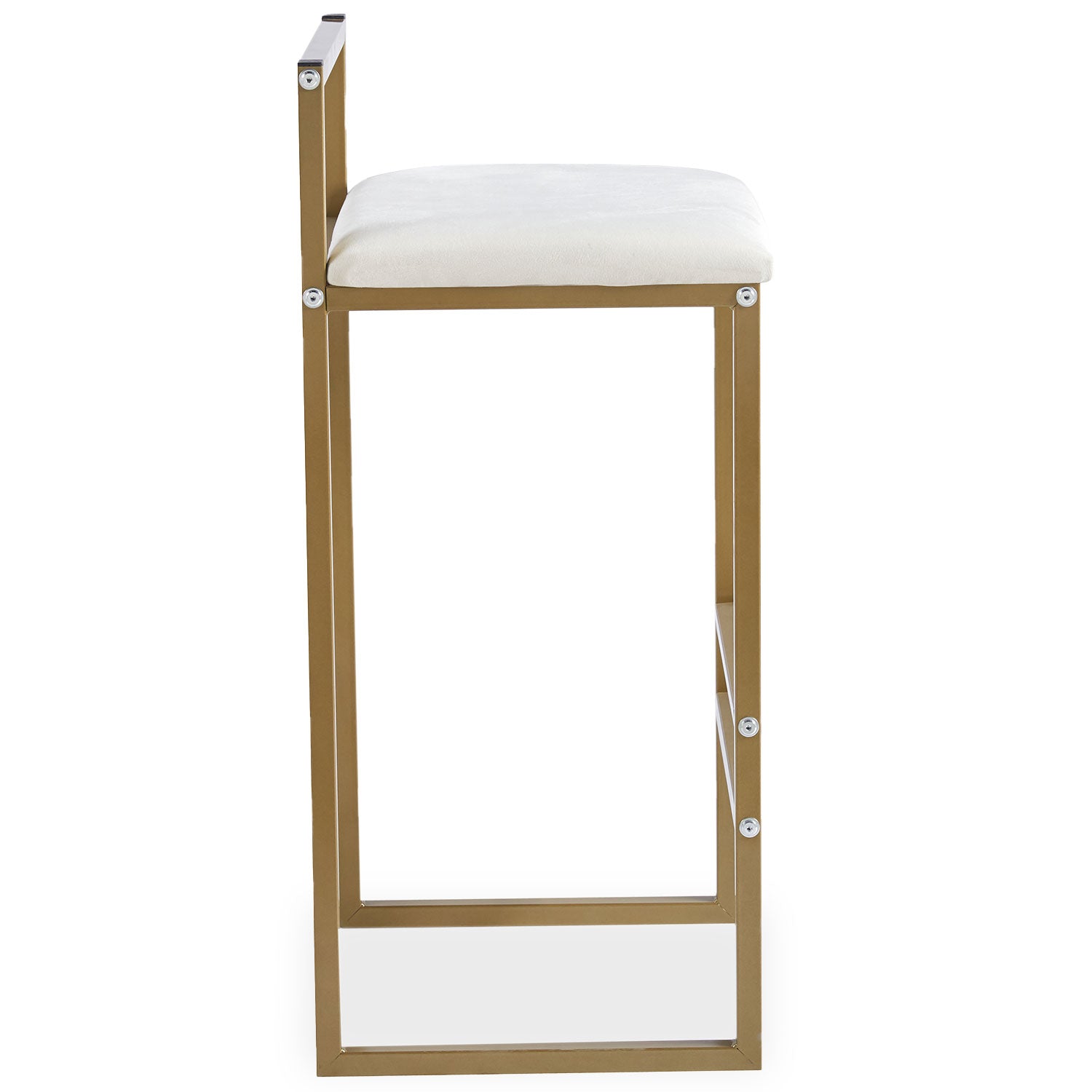Tabouret de bar en métal Drakkar Or et Velours Crème